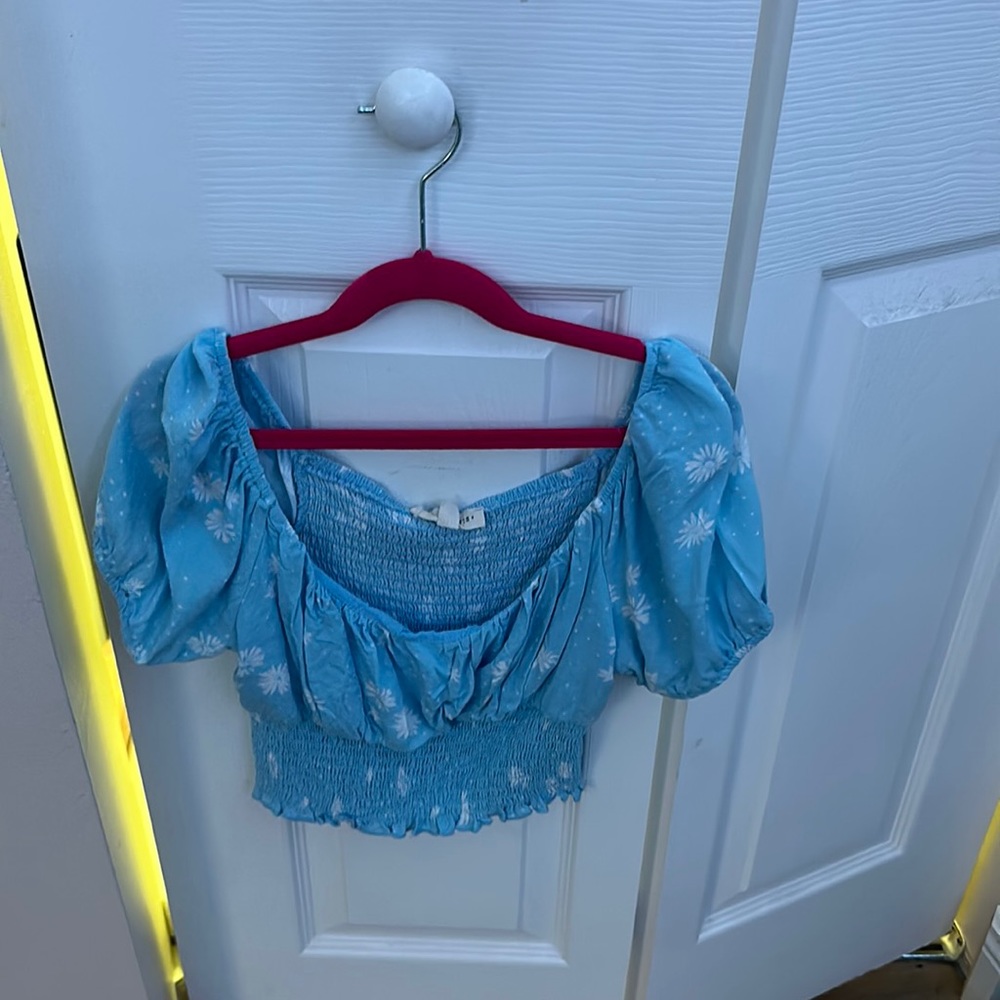 LA Hearts/Pacsun Blue flower crop top